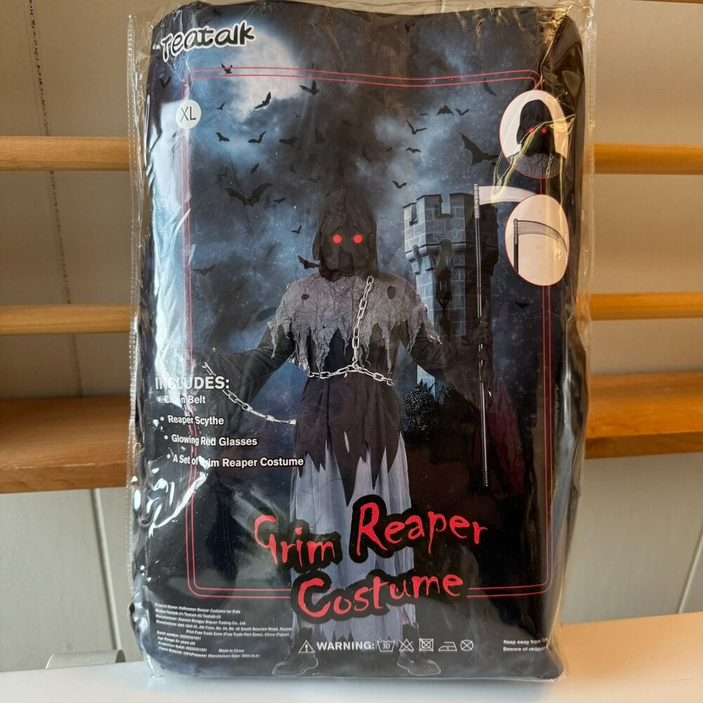 Halloween Grey Black Adult Size Grimm Reaper Costume